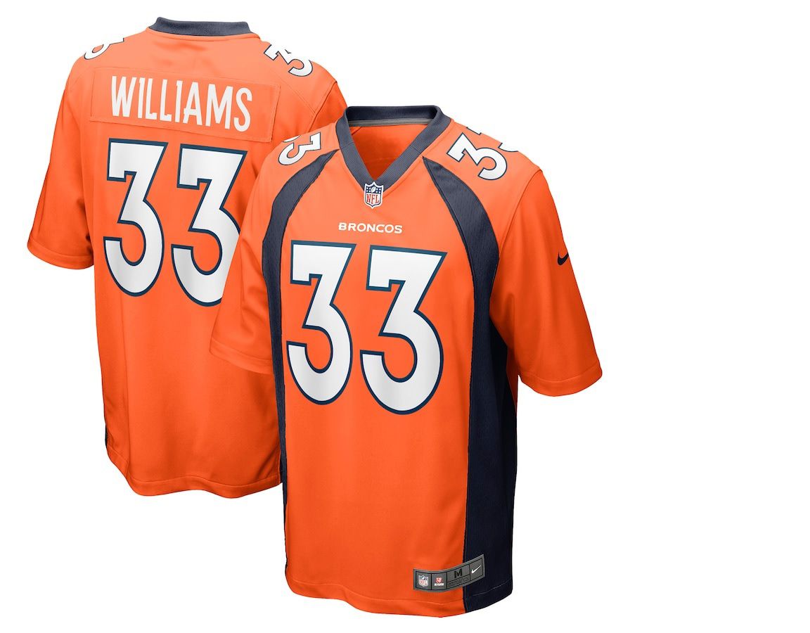 Men Denver Broncos #33 Javonte Williams Nike Orange Game NFL Jersey->denver broncos->NFL Jersey